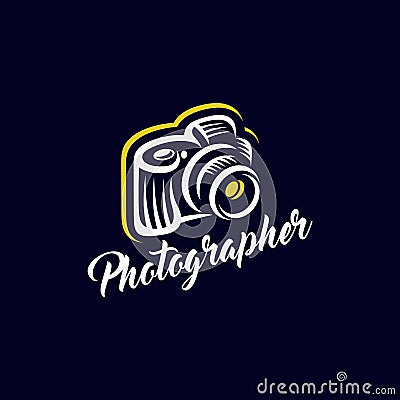 Modern photographer camera logo Vector Illustration