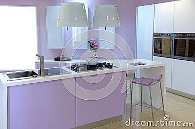 Modern pink kitchen Stock Photo