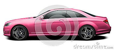 Modern pink mercedes coupe side view. Stock Photo