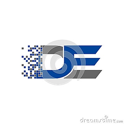 Modern pixel Letter DE logo vector. robotic logo design Stock Photo