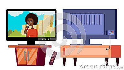 Modern Plasma TV Vector. Full HD 4k Screen. Isolated Home Television Display Flat Cartoon Illustration Vector Illustration