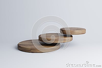 Modern Platform stand podium display on white room background. for empty product shelf or exhibition stage backdrop 3D rendering Stock Photo