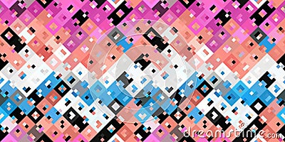 Ditzy pixel abstract rainbow seamless border pattern backdrop. Modern playful variegated repeating graphic design for Stock Photo