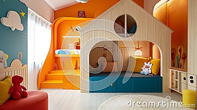 Modern Playhouse Bedroom Ambiance Stock Photo
