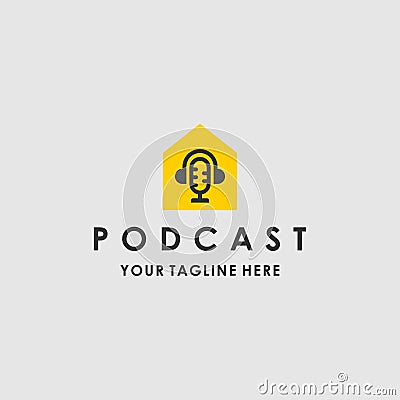 Modern Podcast House template logo design Stock Photo