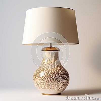 Modern Pointillist Lamp With Beige Shade And Shiny Bumpy Texture Stock Photo