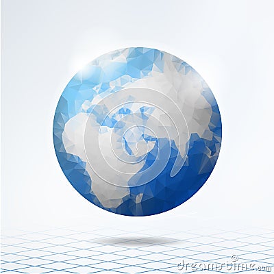 Modern polygonal globe, planet Earth, background Vector Illustration