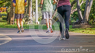 Modern populations are interested in exercising such as running. Stock Photo