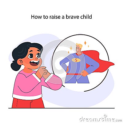 Modern positive parenting concept. How to raise a brave child Vector Illustration