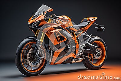 Modern powerful super sports motorcycle on a dark background. generative ai Stock Photo