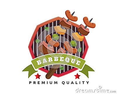 Modern Premium Tasty Barbecue Logo Badge Illustration Vector Illustration