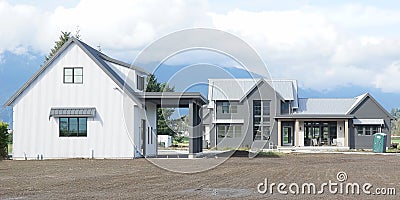 Modern Prestigious Home House Unfinished Street View Stock Photo