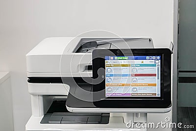 Modern printer screen in office for touch screen Stock Photo