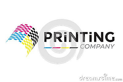 Modern Printing Company Logo Design Vector Illustration