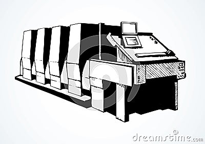 Modern printing press.Vector sketch Vector Illustration