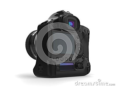 Modern professional black photo camera - back display view Stock Photo