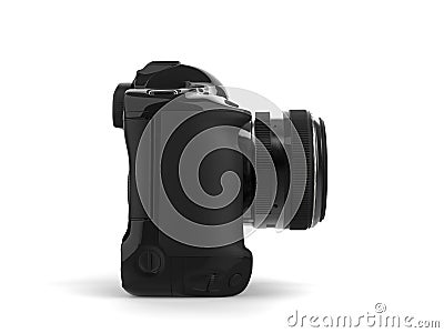 Modern professional black photo camera - grip side view Stock Photo