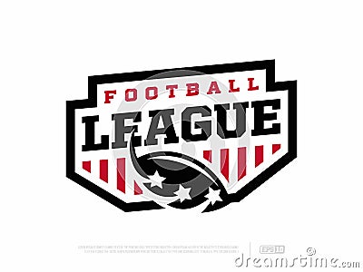 Modern professional emblem american football league in red and white theme Editorial Stock Photo