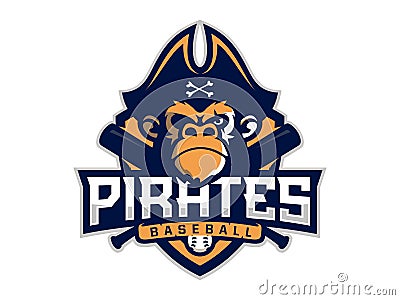 Modern professional emblem pirates monkey for baseball team Stock Photo