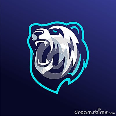 Modern professional grizzly bear logo for a sport team Vector Illustration