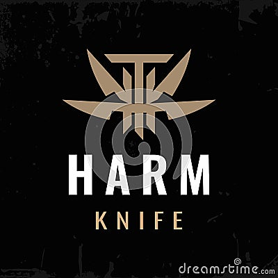 Modern professional logo H harm knife in gold and black theme Editorial Stock Photo