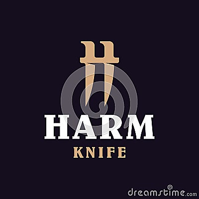 Modern professional logo H harm knife in gold and black theme Editorial Stock Photo