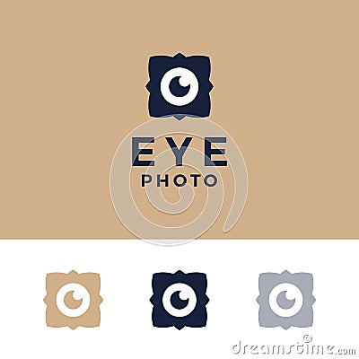 Modern professional logo photos eyes on gold background Stock Photo
