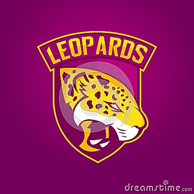 Modern professional logo for sport team. Leopard mascot. Leopards, vector symbol on a dark background. Vector Illustration