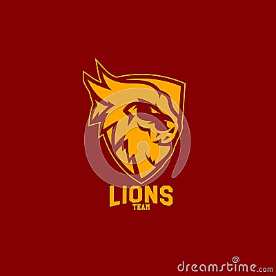 Modern professional logo for sport team. Lion mascot. Lions vector symbol on a dark background. Vector Illustration