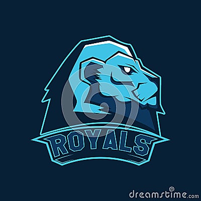 Modern professional logo for sport team. Lion mascot. Lions vector symbol on a dark background. Vector Illustration