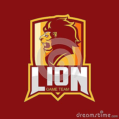 Modern professional logo for sport team. Lions mascot. Lion, vector symbol on a red background. Vector Illustration