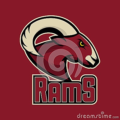 Modern professional logo for sport team. Ram mascot. Rams, vector symbol on a dark background. Vector Illustration