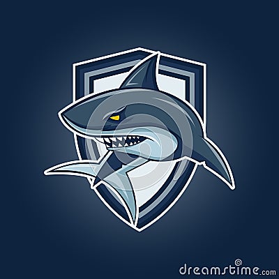 Modern professional logo for sport team. Shark mascot. Sharks, vector symbol on a dark background. Vector Illustration