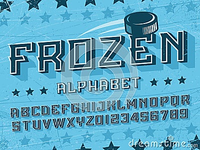 Modern professional vector 3d alphabet frozen. Custom typeface Stock Photo