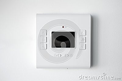 Modern programmable thermostat water heater boiler for setting the room temperature. Smart home. Stock Photo