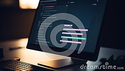 Modern programmer using computer equipment for business finance and industry generated by AI Stock Photo