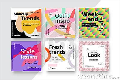 Modern promotion square web banner for social media mobile apps. Elegant sale and discount promo backgrounds with abstract pattern Vector Illustration