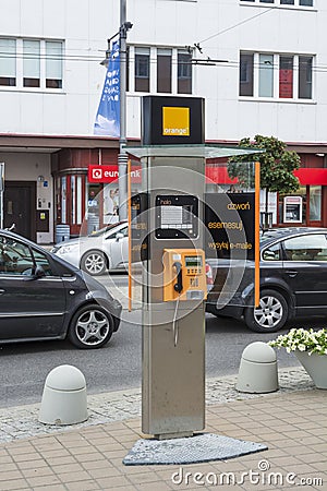 Modern public telephone booth Editorial Stock Photo