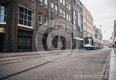 Modern public transport in Amsterdam, Netherlands Editorial Stock Photo
