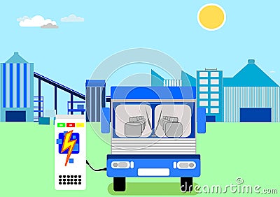 Modern public transport industry, electric bus factory. Stock Photo