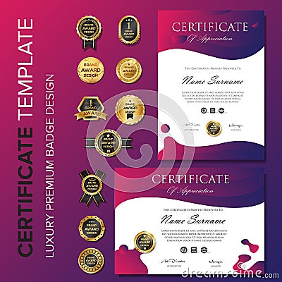 Modern purple certificate background Vector Illustration