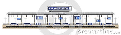 Modern Railway Station for High Speed Train Vector Illustration