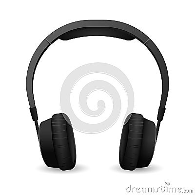 Modern realistic headphones. Black stylish headset Vector Illustration