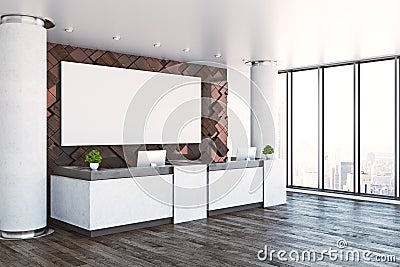 Modern reception with clean poster side Stock Photo