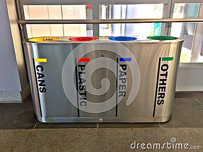 Modern recycle bins Stock Photo