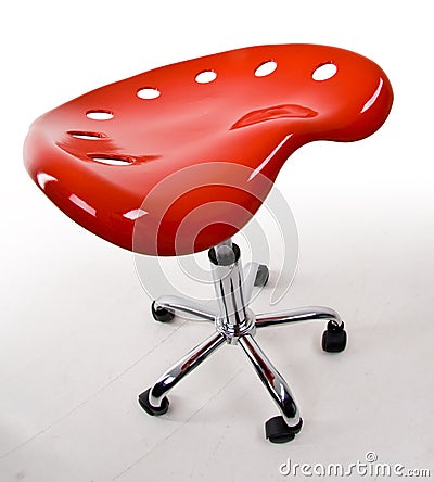 Modern Red Bar Stool Stock Photo