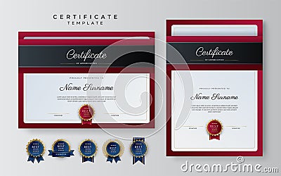 Modern red business certificate template Stock Photo