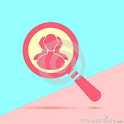 modern red search icon with user group people on blue and p Vector Illustration