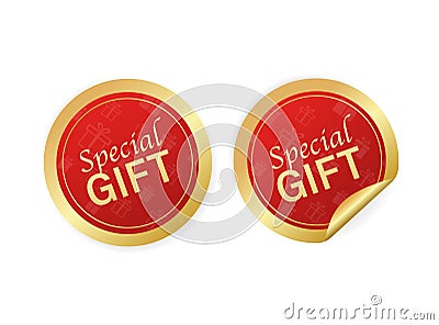 Modern red special gift sticker great design for any purposes. Vector illustration. Vector Illustration