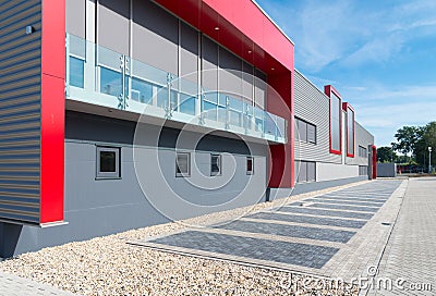 Modern red warehouse Stock Photo